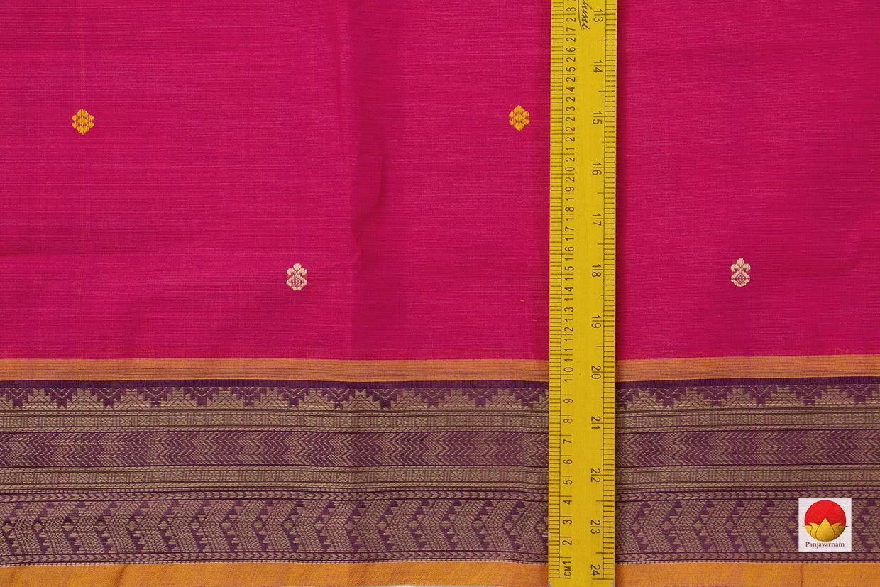 Magenta Chettinad Cotton Saree With Contrast Border For Casual Wear PV SK CC 123 - Cotton Saree - Panjavarnam