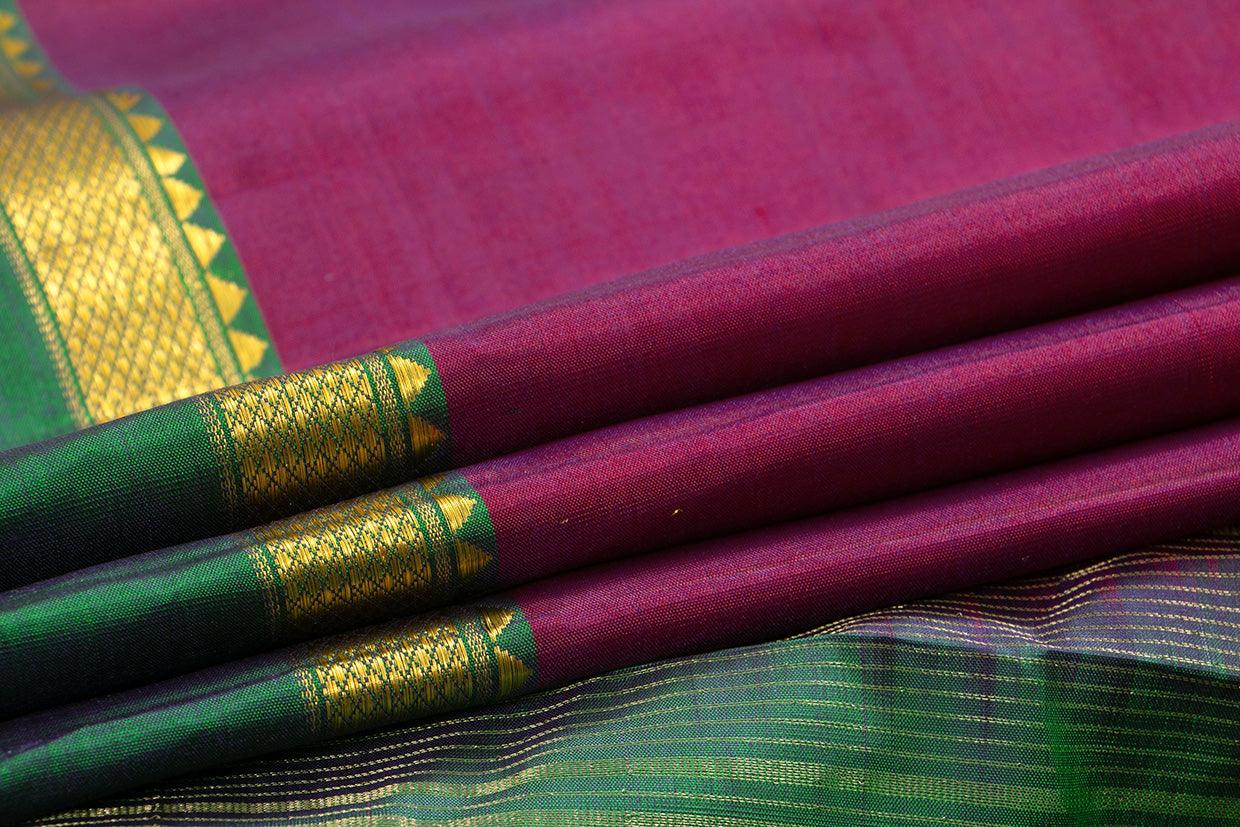 Magenta Ganga Jamuna Border Kanchipuram Silk Saree Light Weight For Festive Wear PV KNN 202 - Silk Sari - Panjavarnam PV KNN 202