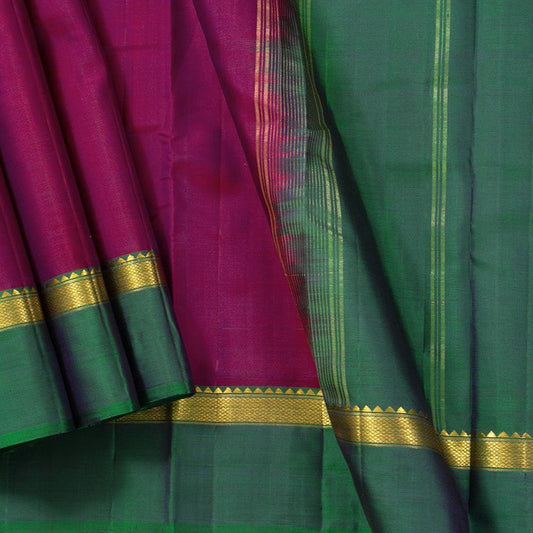 Magenta Ganga Jamuna Border Kanchipuram Silk Saree Light Weight For Festive Wear PV KNN 202 - Silk Sari - Panjavarnam PV KNN 202