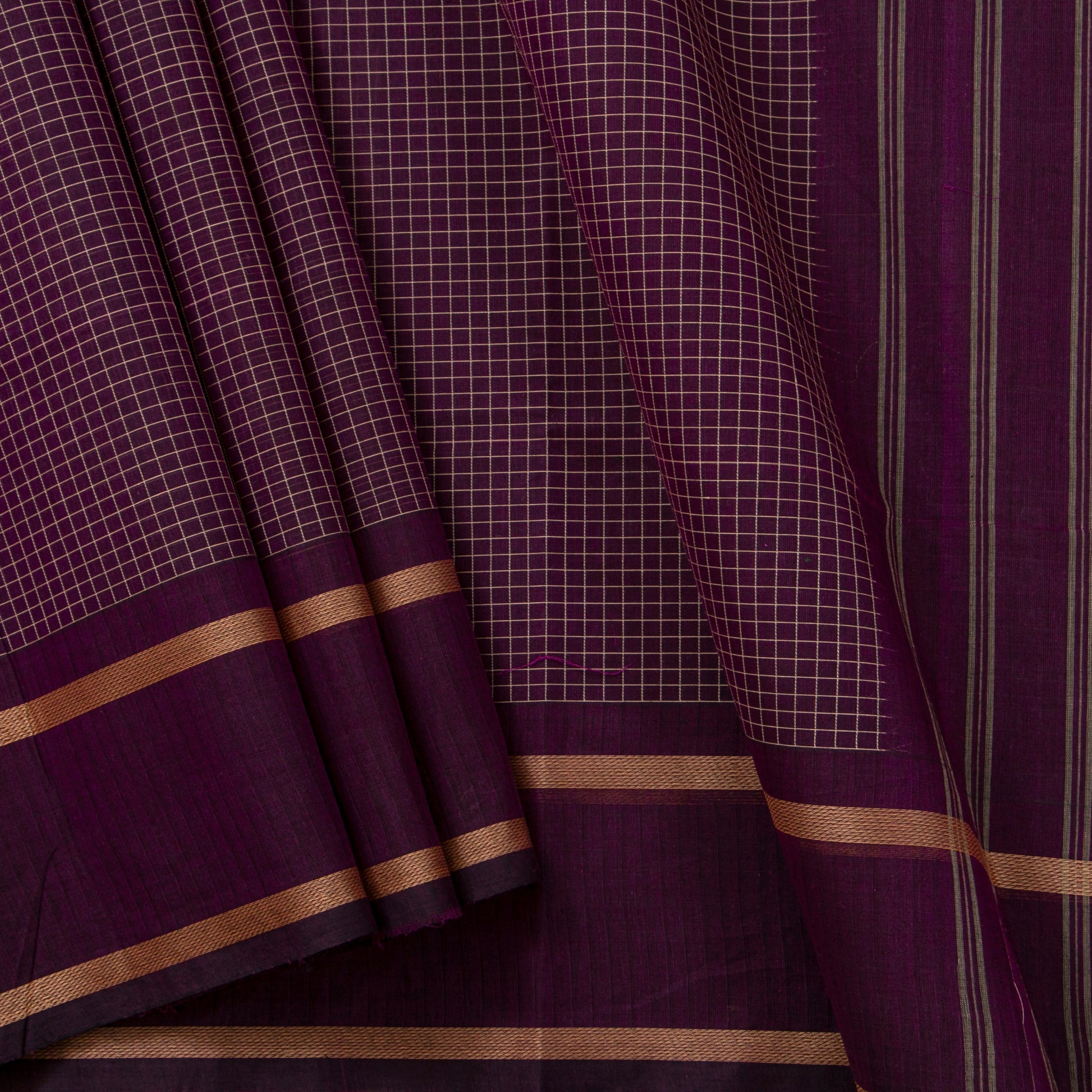 Magenta Kanchi Cotton Saree PV MM KC 116 - Cotton Saree - Panjavarnam PV MM KC 116