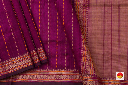 Magenta Kanchi Silk Cotton Saree With Silk Thread Work Handwoven For Office Wear KSC 1174 - Silk Cotton - Panjavarnam