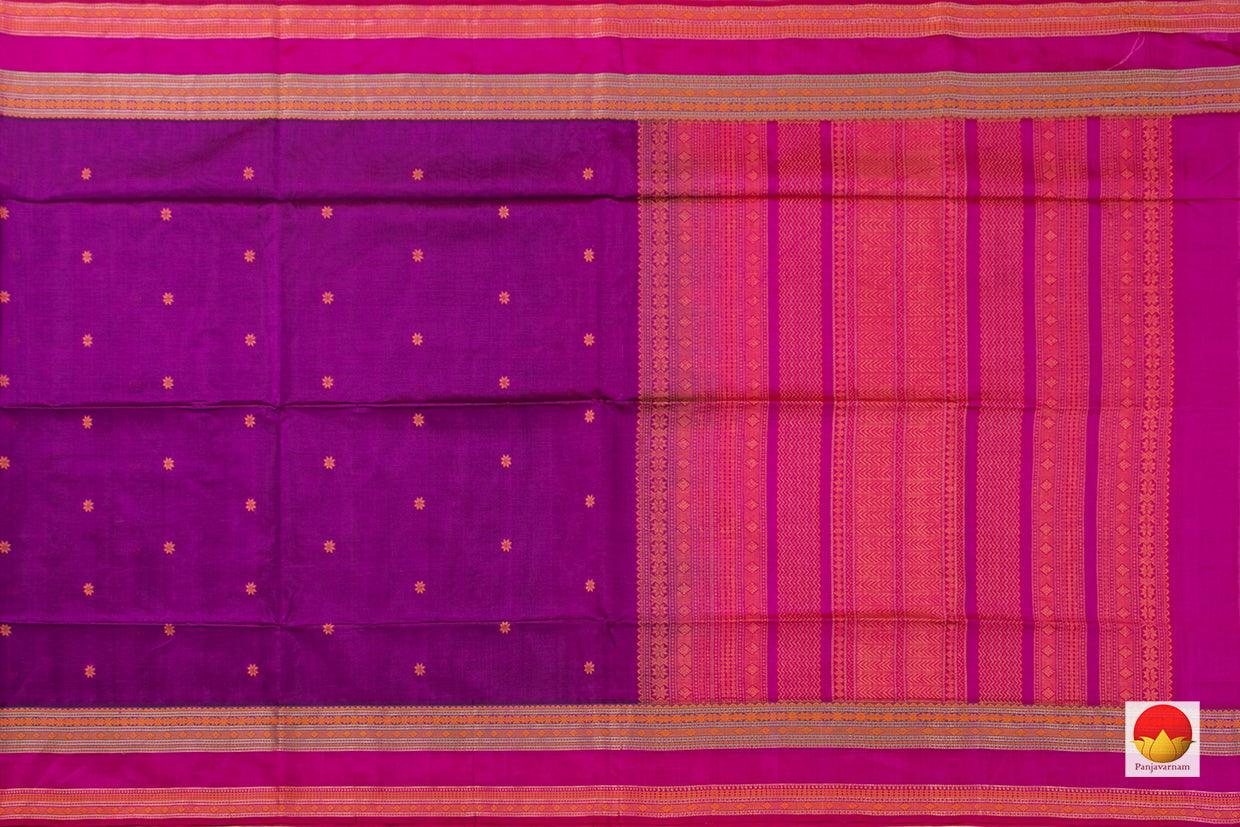 Magenta Kanchi Silk Cotton Saree With Silk Thread Work Handwoven For Office Wear PV KSC 1201 - Silk Cotton - Panjavarnam