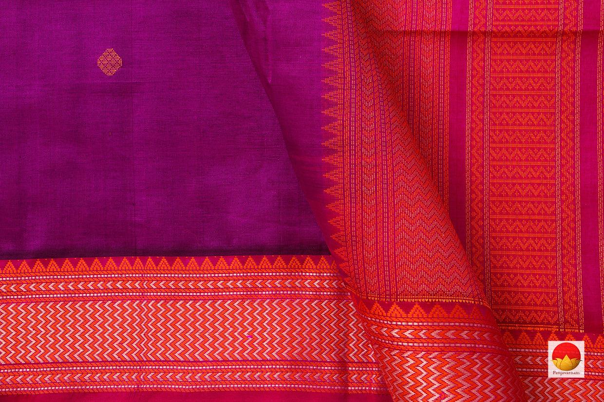 Magenta Kanchi Silk Cotton Saree With Thread Work Handwoven For Office Wear KSC 1182 - Silk Cotton - Panjavarnam KSC 1182