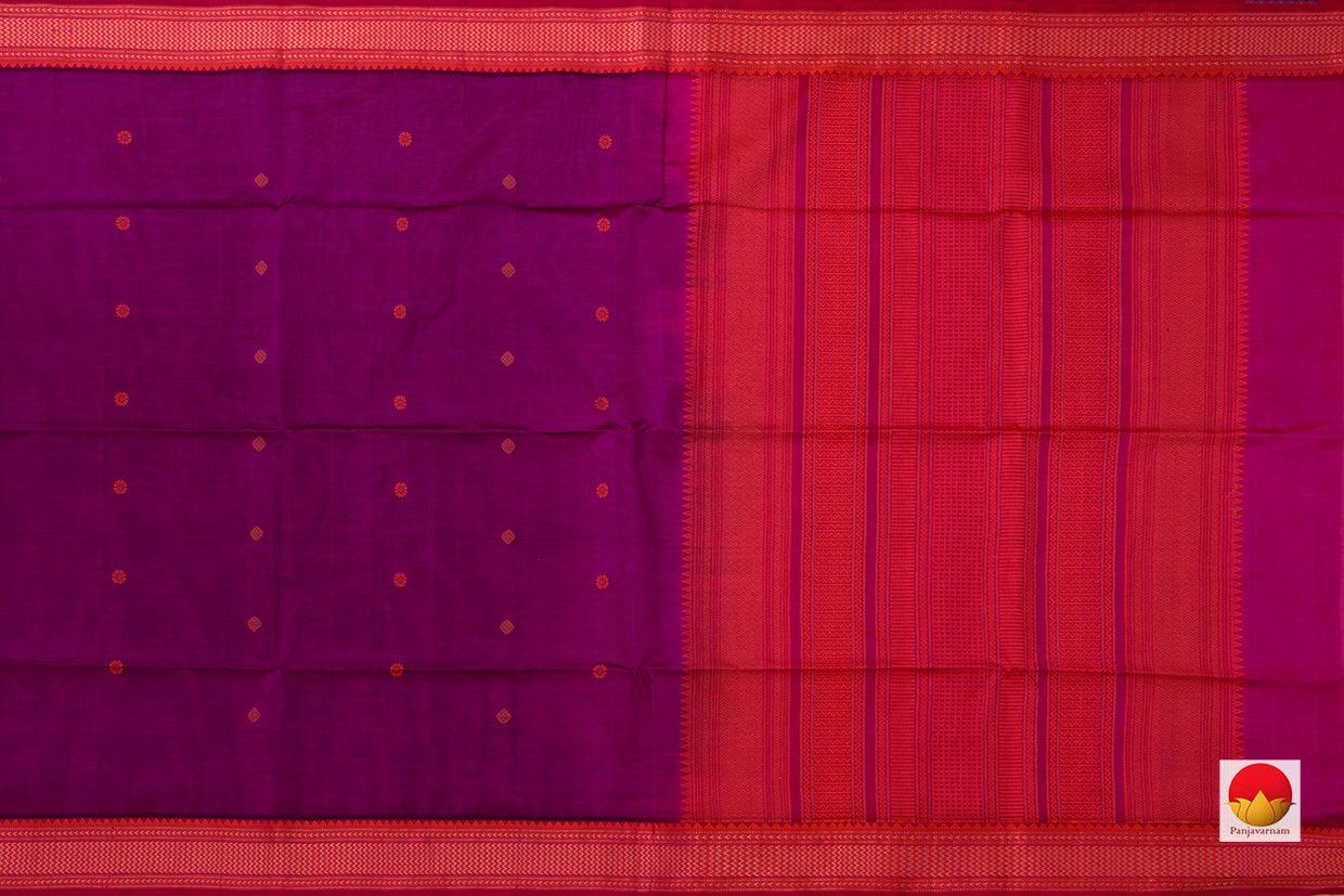 Magenta Kanchi Silk Cotton Saree With Thread Work Handwoven For Office Wear KSC 1182 - Silk Cotton - Panjavarnam KSC 1182