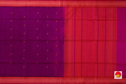 Magenta Kanchi Silk Cotton Saree With Thread Work Handwoven For Office Wear KSC 1182 - Silk Cotton - Panjavarnam KSC 1182