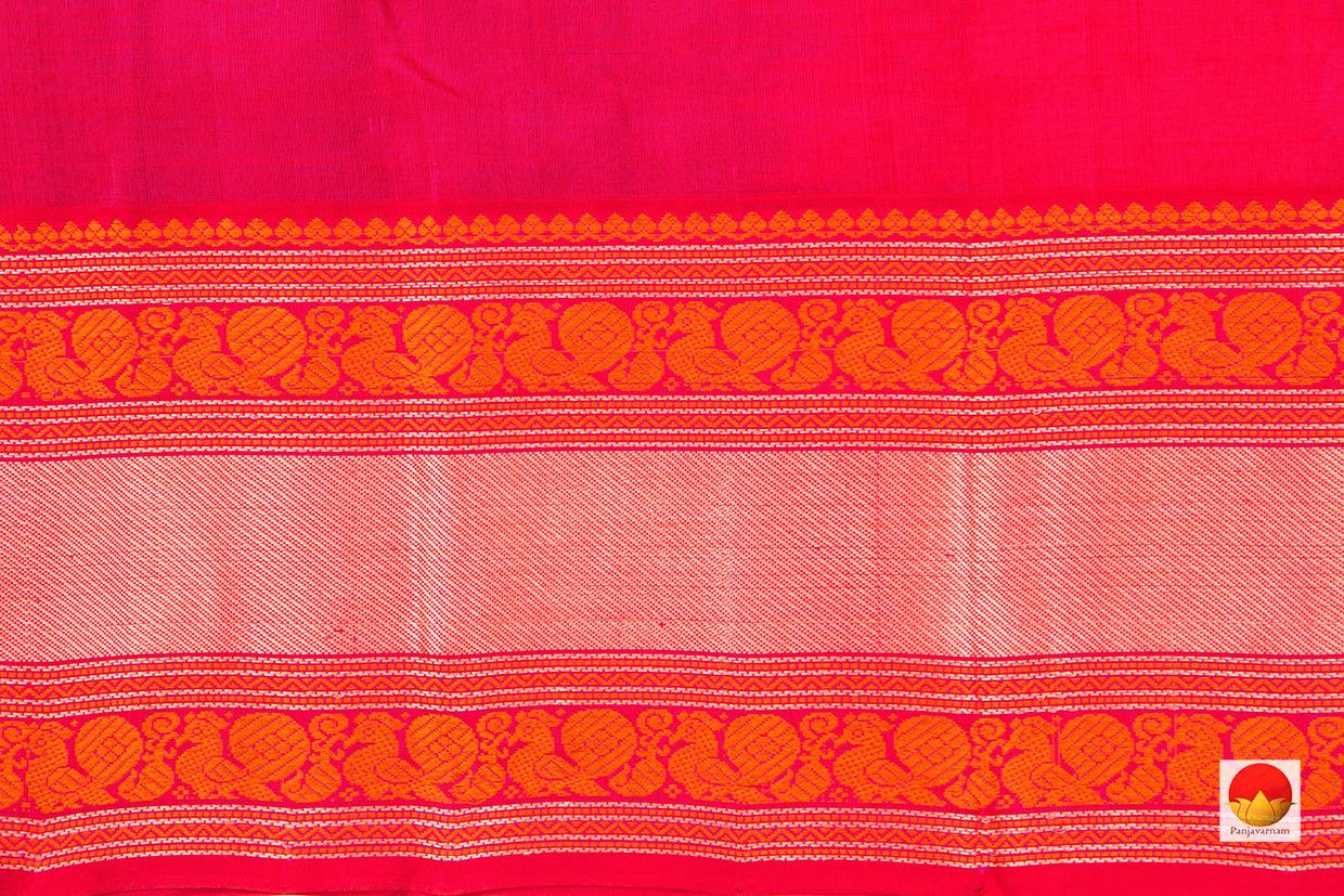 Magenta Kanchi Silk Cotton Saree With Veldhari Stripes Handwoven For Office Wear PV KSC 1200 - Silk Cotton - Panjavarnam
