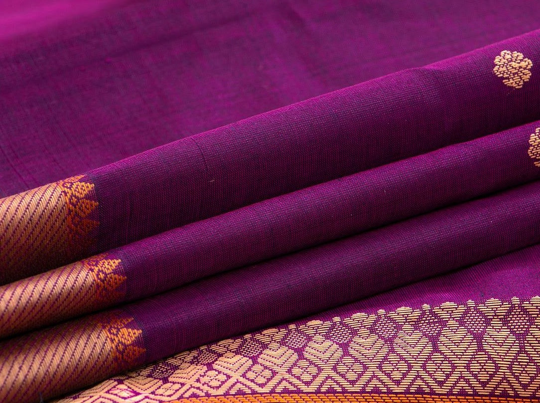 Magenta Kanchi Silkcotton Saree For Office Wear PV KSC 1229 - Silk Cotton - Panjavarnam PV KSC 1229