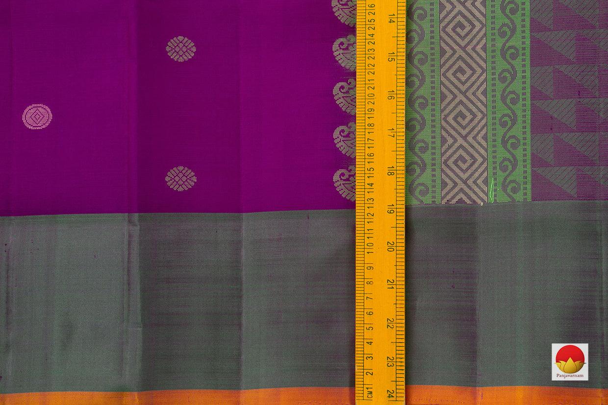 Magenta Kanchipuram Silk Saree Handwoven Pure Silk No Zari Light Weight With Medium Border Office Wear PV KNN 179 - Silk Sari - Panjavarnam PV KNN 179