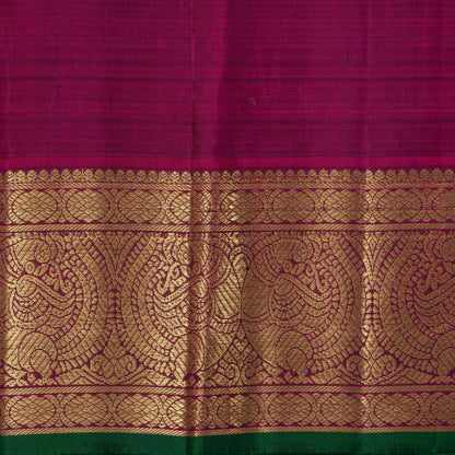 Magenta Kanchipuram Silk Saree With Green Selvedge For Bridal Wear PV NYC 1136 - Silk Sari - Panjavarnam PV NYC 1136