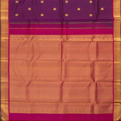 Magenta Kanchipuram Silk Saree With Medium Border Handwoven Pure Silk For Wedding Wear PV NYC 1156 - Silk Sari - Panjavarnam PV NYC 1156