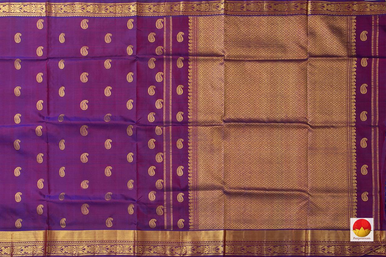 Magenta Kanchipuram Silk Saree With Paisley Motifs Handwoven Pure Silk Pure Zari For Festive Wear PV SA 2039 - Silk Sari - Panjavarnam