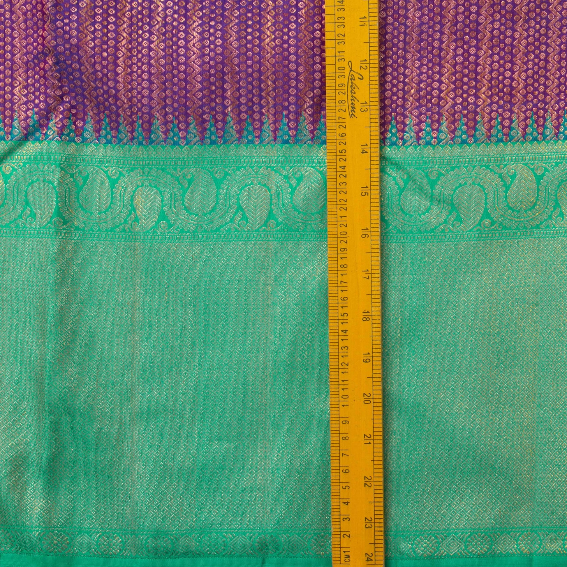 Magenta, Sea Green And Orange Kanchipuram Silk Saree Handwoven Pure Silk Pure Zari Mubbagam PV NYC 1244 - Silk Sari - Panjavarnam PV NYC 1244