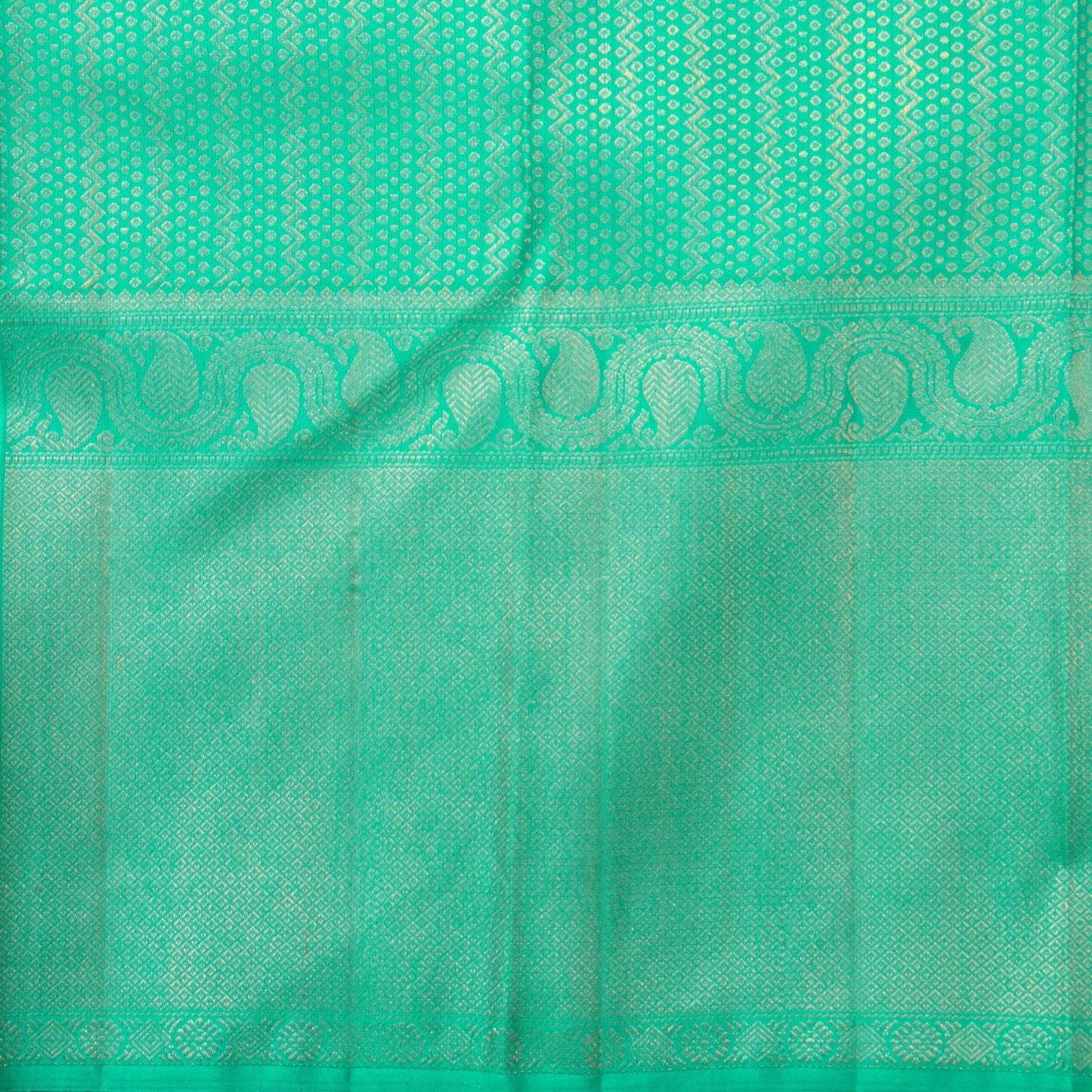 Magenta, Sea Green And Orange Kanchipuram Silk Saree Handwoven Pure Silk Pure Zari Mubbagam PV NYC 1244 - Silk Sari - Panjavarnam PV NYC 1244