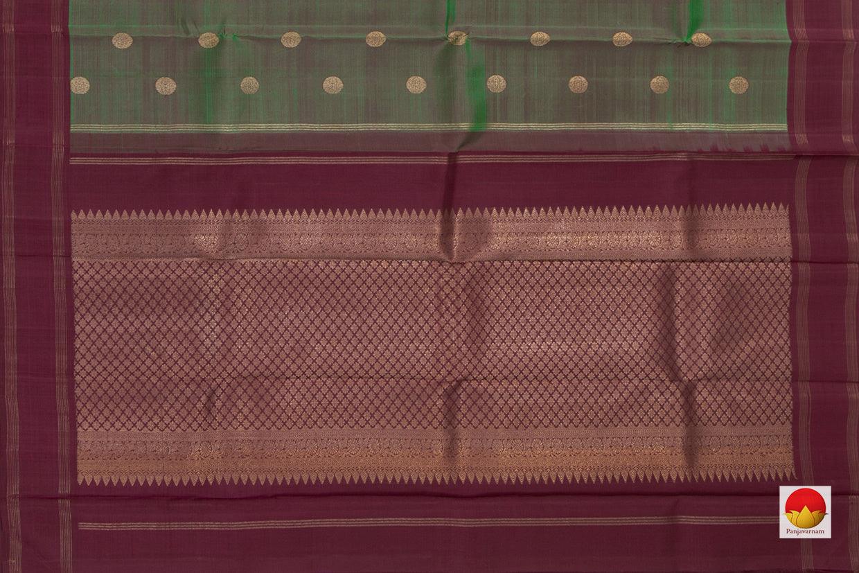 Manthulir Green And Maroon Kanchipuram Silk Saree With Small Border Handwoven Pure Silk For Festive Wear PV NYC 1059 - Silk Sari - Panjavarnam