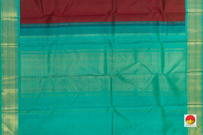 Maroon And Blue Kanchipuram Silk Saree Handwoven Pure Silk Pure Zari For Festive Wear PV J 3158 - Silk Sari - Panjavarnam
