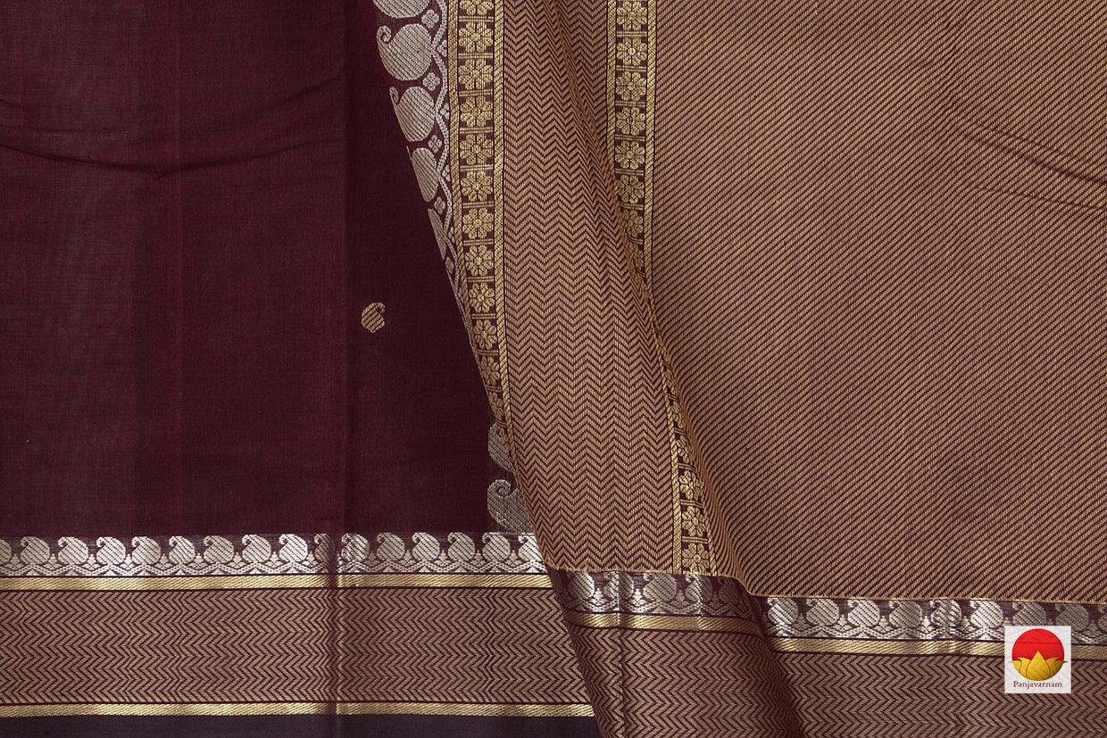 Maroon And Brown Kanchi Cotton Saree For Office Wear PV KC 402 - Cotton Saree - Panjavarnam PV KC 402