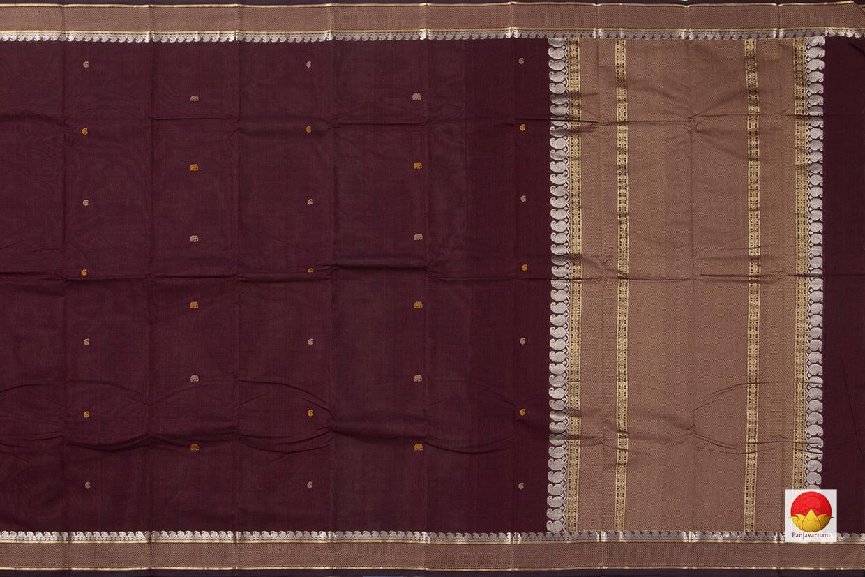 Maroon And Brown Kanchi Cotton Saree For Office Wear PV KC 402 - Cotton Saree - Panjavarnam PV KC 402