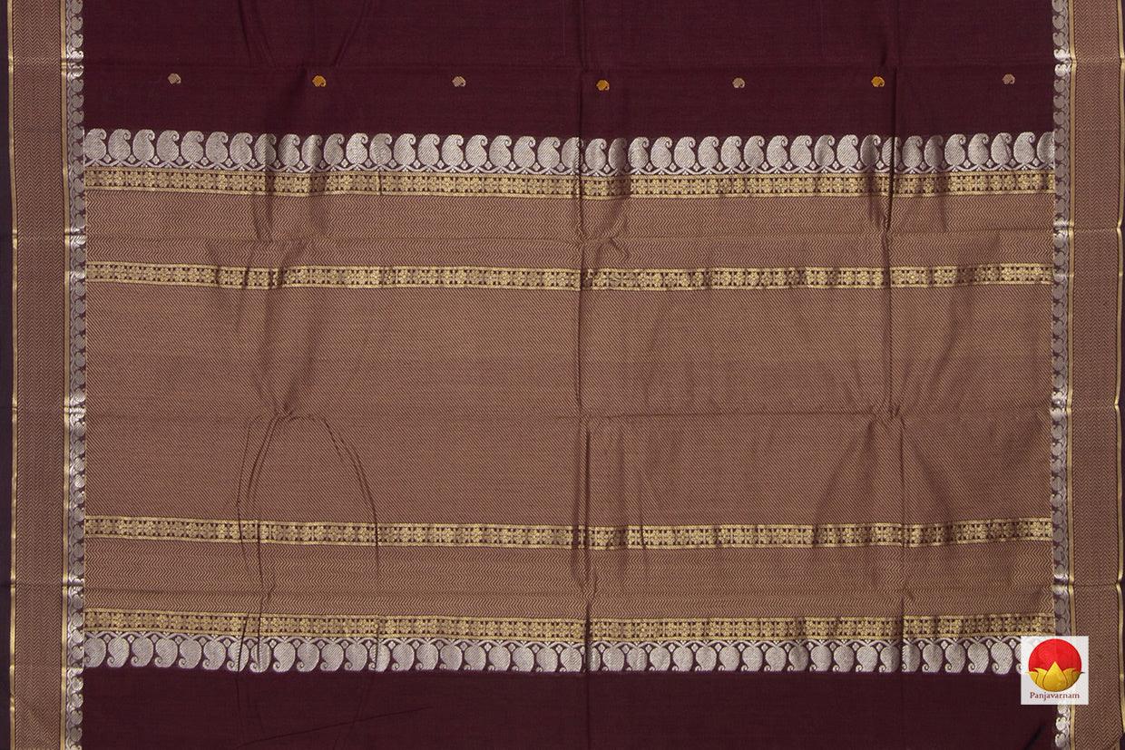 Maroon And Brown Kanchi Cotton Saree For Office Wear PV KC 402 - Cotton Saree - Panjavarnam PV KC 402