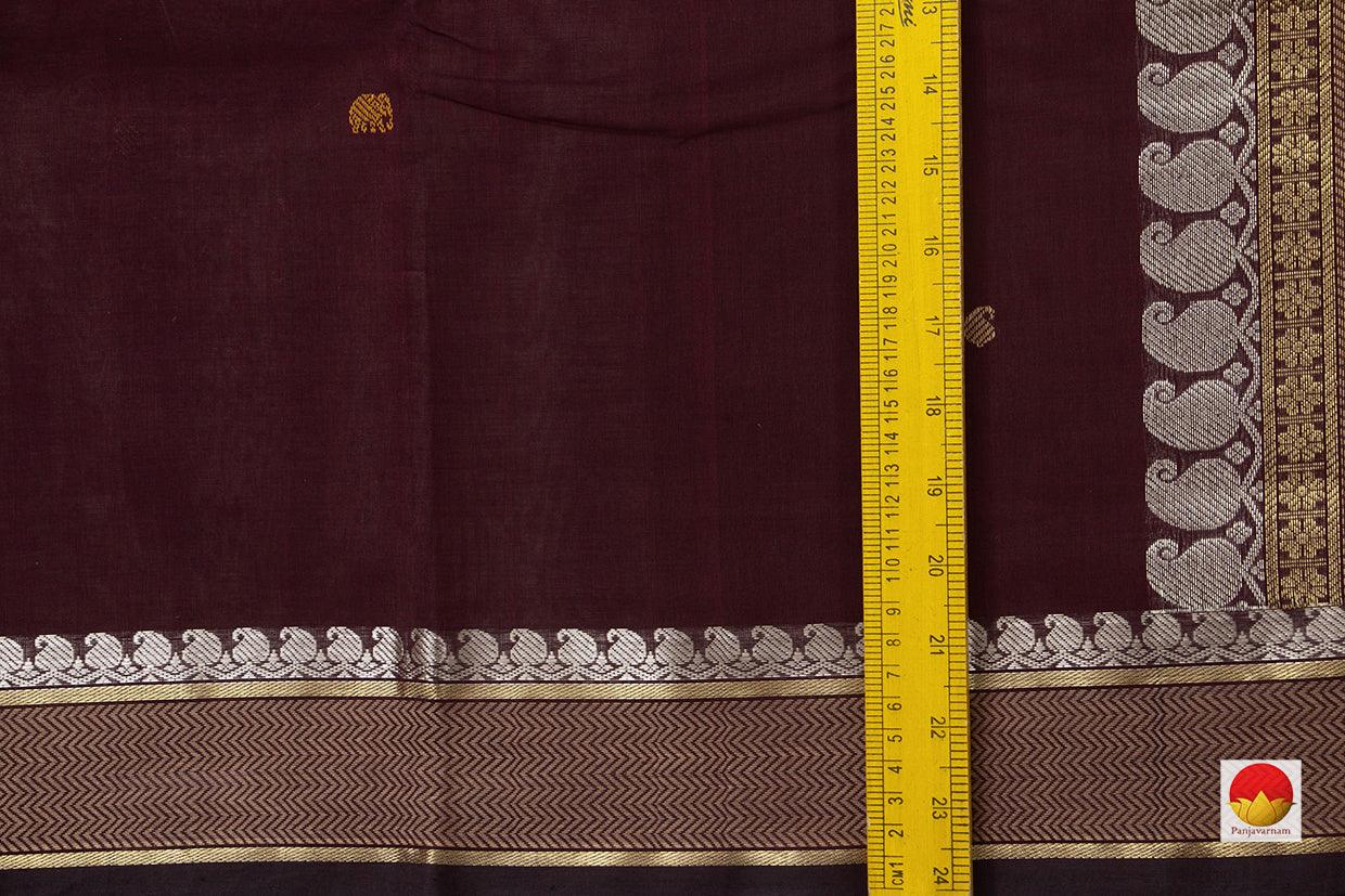 Maroon And Brown Kanchi Cotton Saree For Office Wear PV KC 402 - Cotton Saree - Panjavarnam PV KC 402