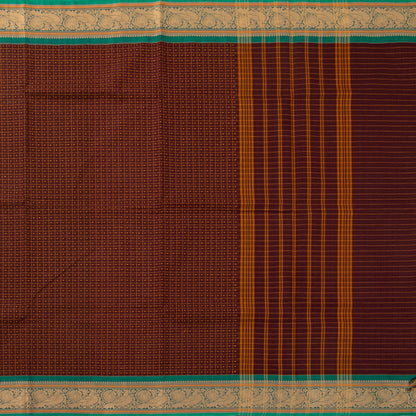 Maroon And Green Kanchi Cotton Saree PV MM KC 295 - Cotton Saree - Panjavarnam PV MM KC 295