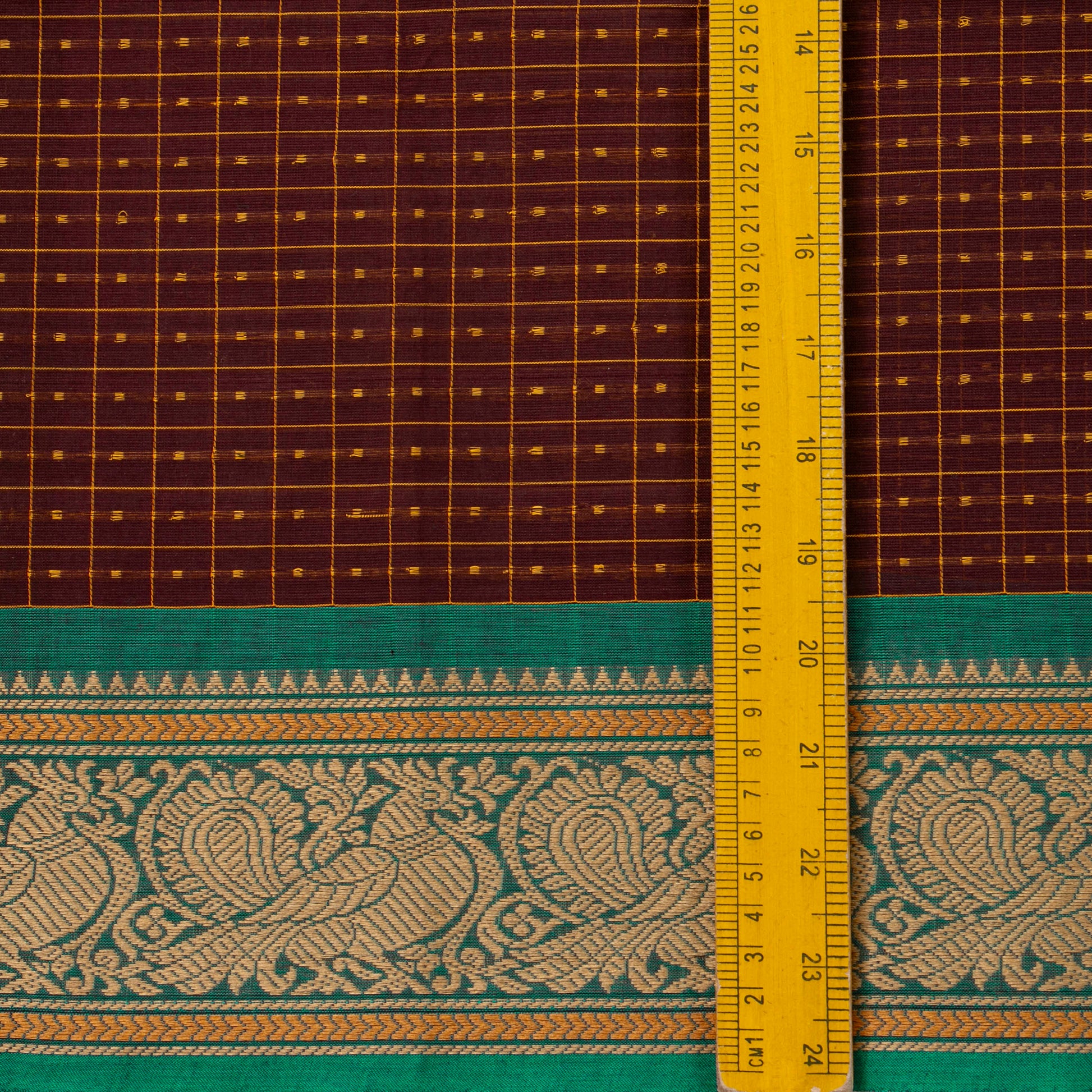 Maroon And Green Kanchi Cotton Saree PV MM KC 295 - Cotton Saree - Panjavarnam PV MM KC 295