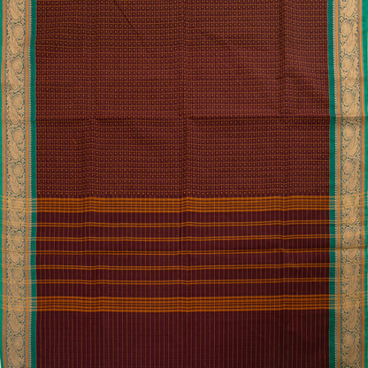 Maroon And Green Kanchi Cotton Saree PV MM KC 295 - Cotton Saree - Panjavarnam PV MM KC 295