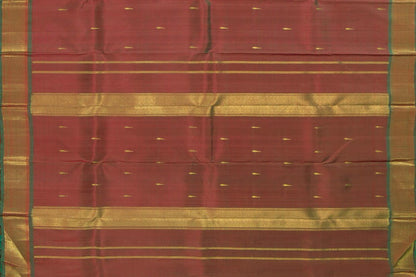 Maroon And Green Thirubhuvanam Silk Saree With Short Border Handwoven Pure Silk For Festive Wear PV ABI 2455 - Silk Sari - Panjavarnam PV ABI 2455