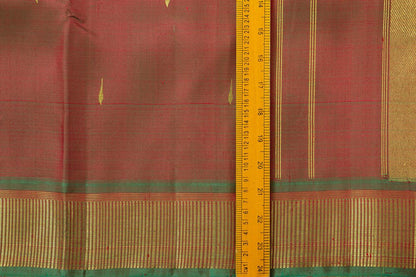 Maroon And Green Thirubhuvanam Silk Saree With Short Border Handwoven Pure Silk For Festive Wear PV ABI 2455 - Silk Sari - Panjavarnam PV ABI 2455