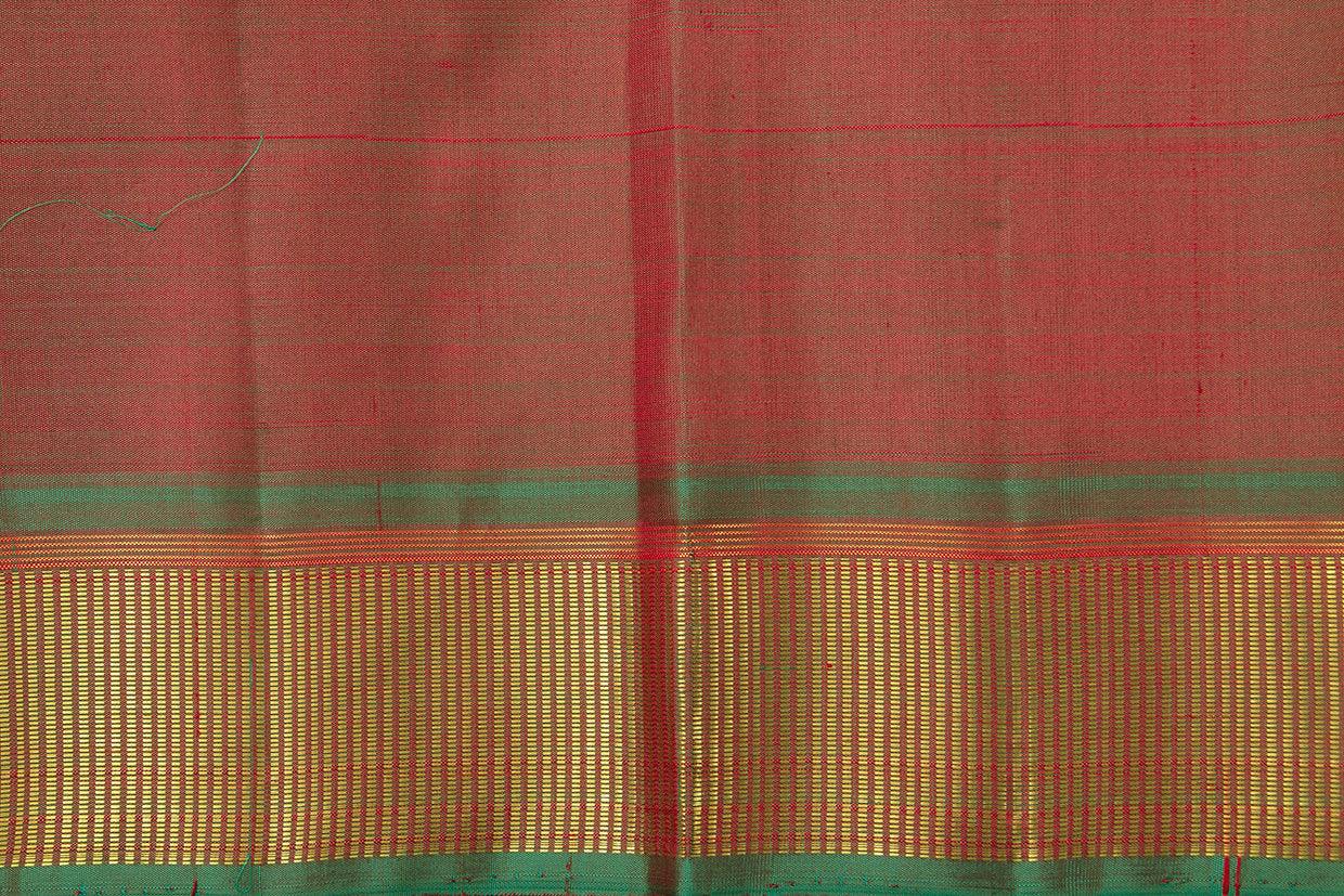 Maroon And Green Thirubhuvanam Silk Saree With Short Border Handwoven Pure Silk For Festive Wear PV ABI 2455 - Silk Sari - Panjavarnam PV ABI 2455