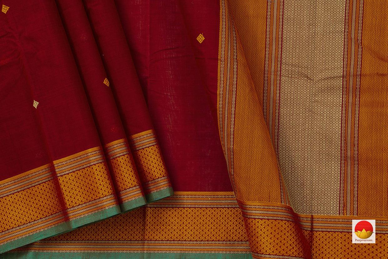 Maroon And Mustard Kanchi Cotton Saree For Office Wear PV KC 395 - Cotton Saree - Panjavarnam PV KC 395