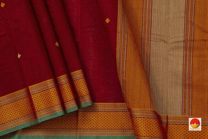 Maroon And Mustard Kanchi Cotton Saree For Office Wear PV KC 395 - Cotton Saree - Panjavarnam PV KC 395