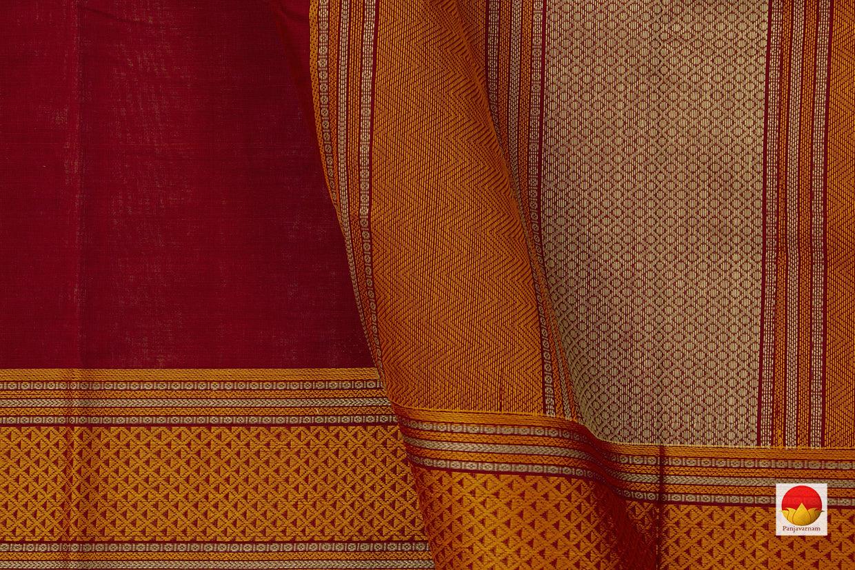 Maroon And Mustard Kanchi Cotton Saree For Office Wear PV KC 395 - Cotton Saree - Panjavarnam PV KC 395