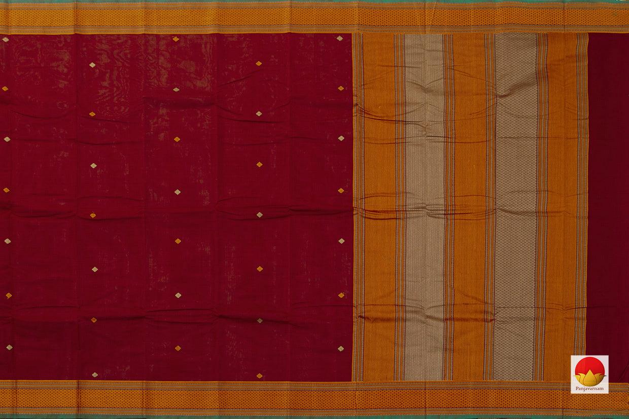 Maroon And Mustard Kanchi Cotton Saree For Office Wear PV KC 395 - Cotton Saree - Panjavarnam PV KC 395