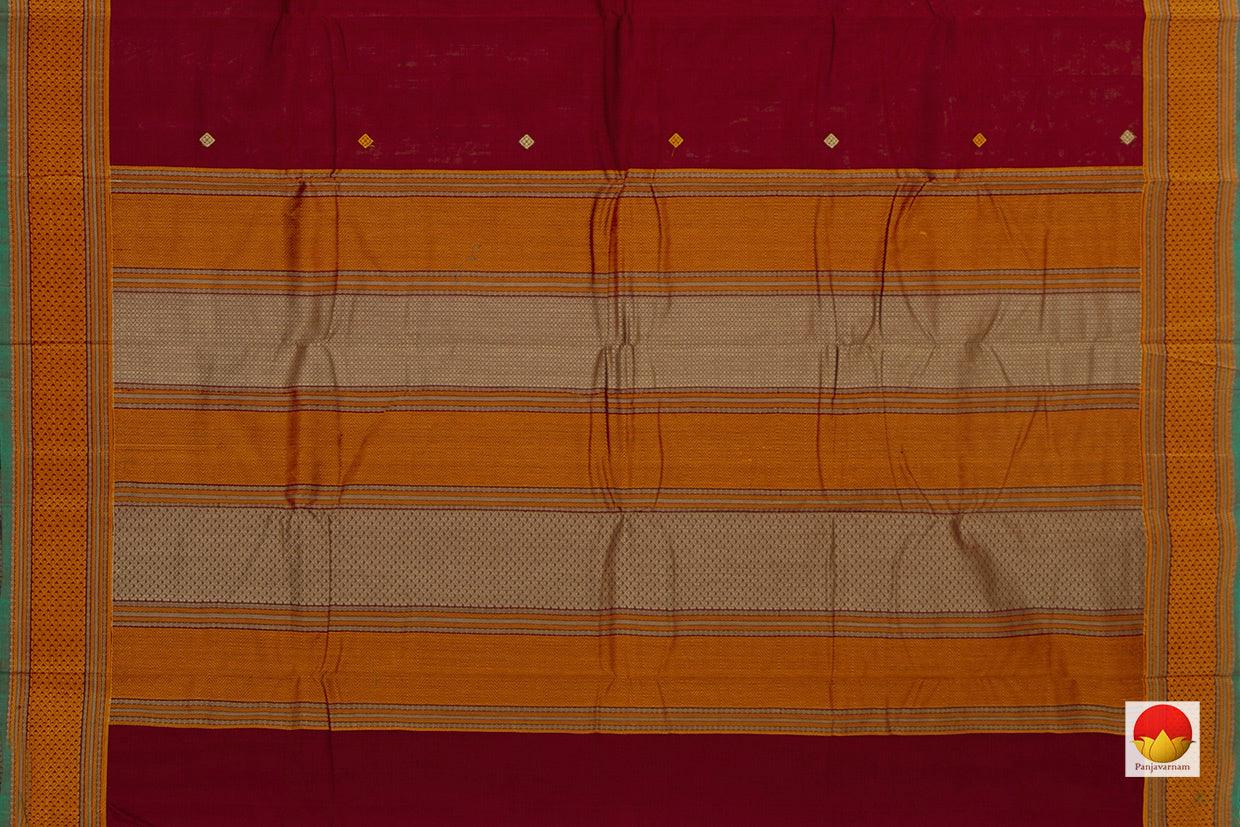 Maroon And Mustard Kanchi Cotton Saree For Office Wear PV KC 395 - Cotton Saree - Panjavarnam PV KC 395