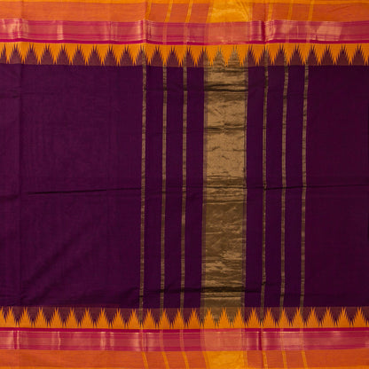 Maroon And Mustard Kanchi Cotton Saree Ganga Jamuna Border PV MM KC 122 - Cotton Saree - Panjavarnam PV MM KC 122