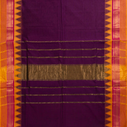 Maroon And Mustard Kanchi Cotton Saree Ganga Jamuna Border PV MM KC 122 - Cotton Saree - Panjavarnam PV MM KC 122