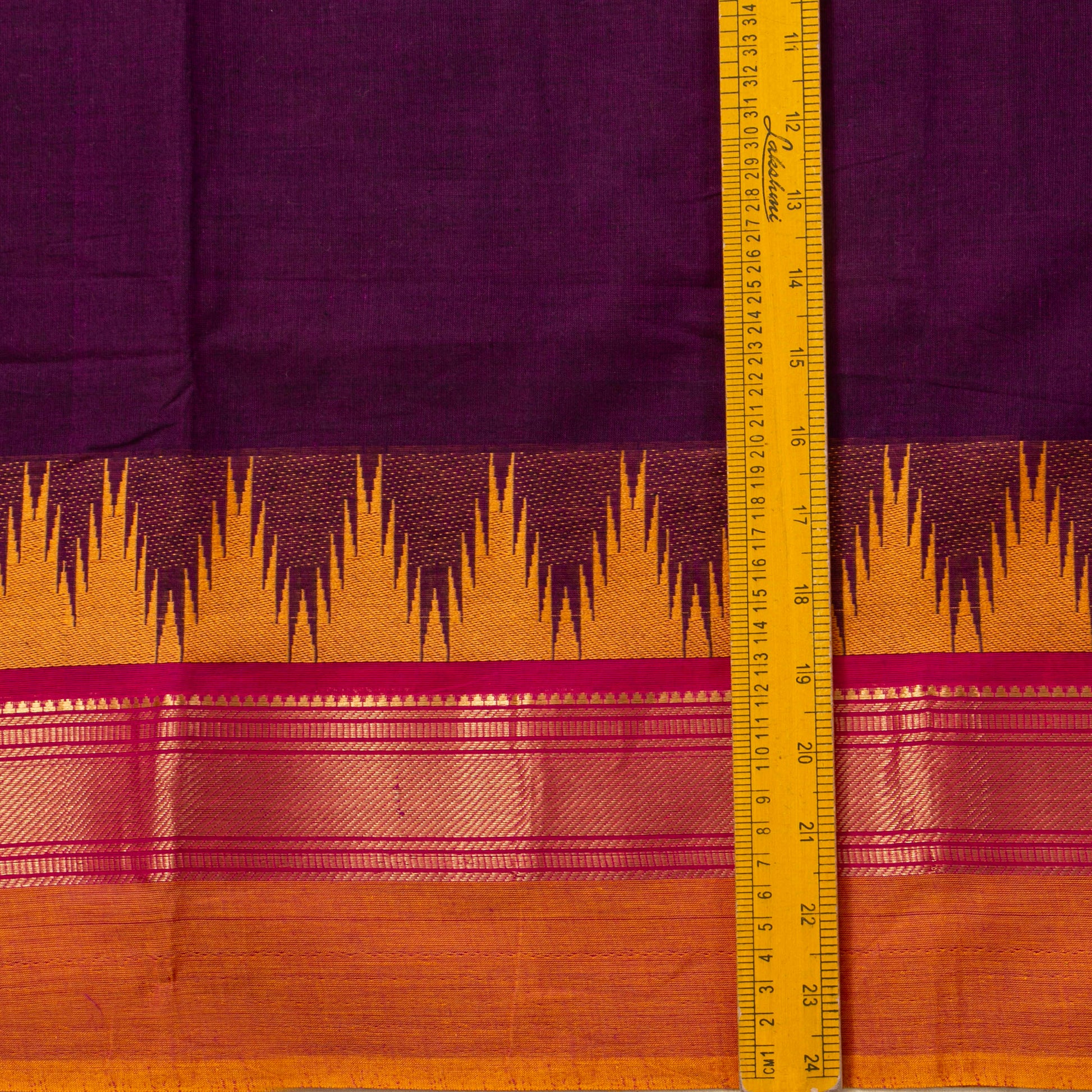 Maroon And Mustard Kanchi Cotton Saree Ganga Jamuna Border PV MM KC 122 - Cotton Saree - Panjavarnam PV MM KC 122