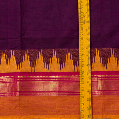 Maroon And Mustard Kanchi Cotton Saree Ganga Jamuna Border PV MM KC 122 - Cotton Saree - Panjavarnam PV MM KC 122