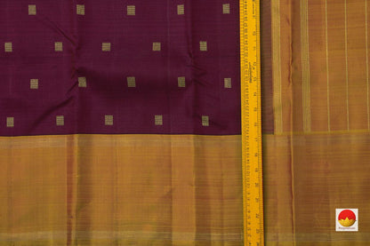 Maroon And Mustard Original Kanchipuram Silk Saree Handwoven Pure Silk Pure Zari For Festive Wear PV GTA 33 - Silk Sari - Panjavarnam