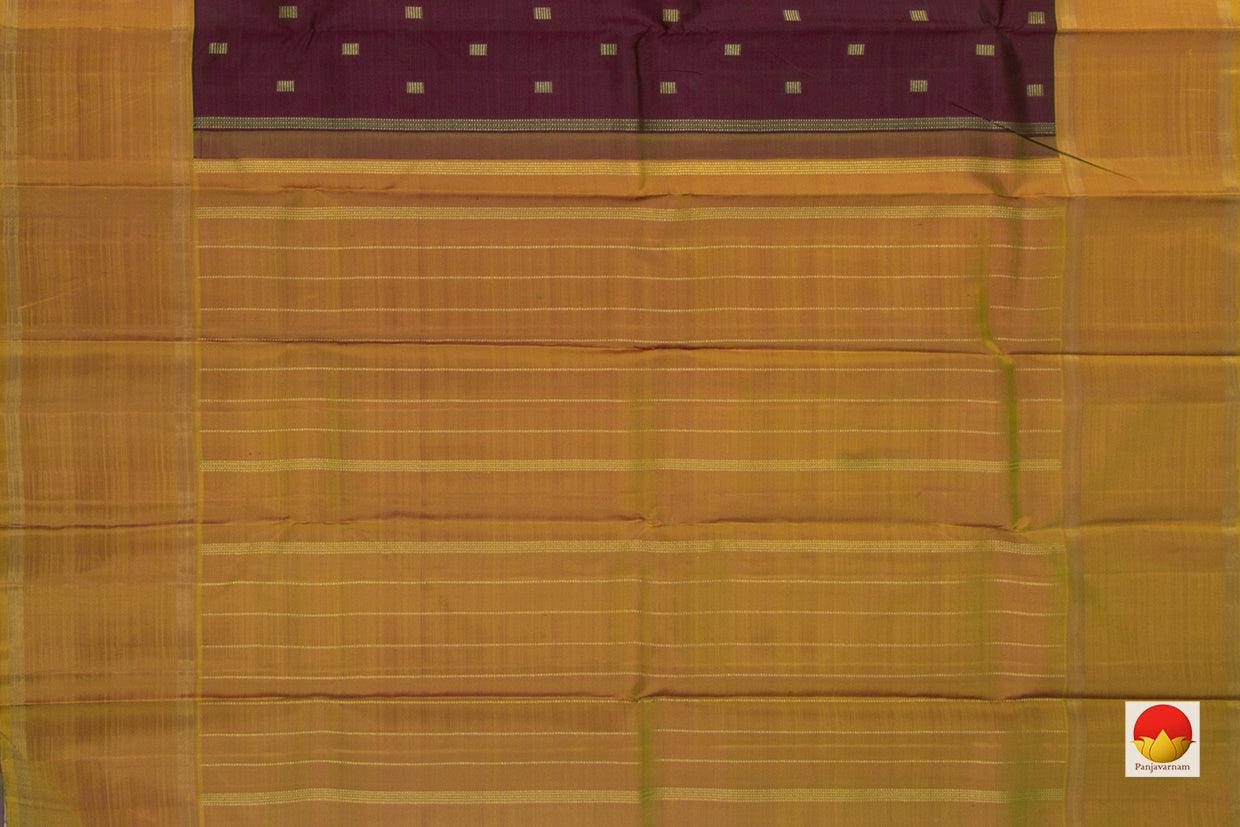 Maroon And Mustard Original Kanchipuram Silk Saree Handwoven Pure Silk Pure Zari For Festive Wear PV GTA 33 - Silk Sari - Panjavarnam PV GTA 33