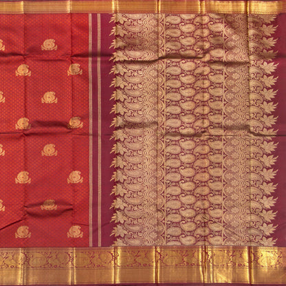 Maroon And Orange Kanchipuram Silk Saree With Jacquard Work For Bridal Wear PV NYC 1350 - Silk Sari - Panjavarnam PV NYC 1350