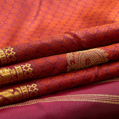 Maroon And Orange Kanchipuram Silk Saree With Jacquard Work For Bridal Wear PV NYC 1350 - Silk Sari - Panjavarnam PV NYC 1350