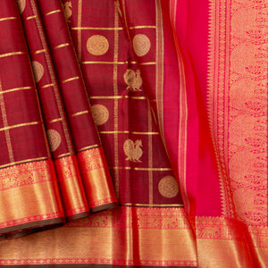Maroon And Pink Kanchipuram Silk Saree For Bridal Wear PV NYC 1457 - Silk Sari - Panjavarnam PV NYC 1457