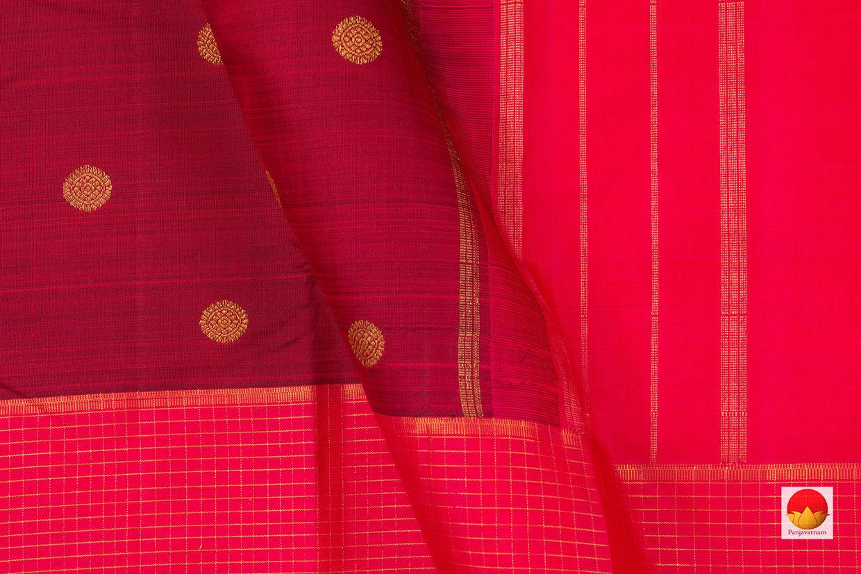 Maroon And Pink Kanchipuram Silk Saree Handwoven Pure Silk Pure Zari For Festive Wear PV NYC 823 - Silk Sari - Panjavarnam