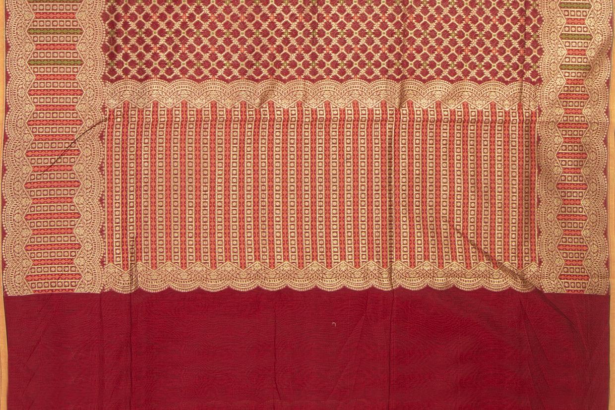 Maroon Banarasi Silk Cotton Saree For Party Wear PSC NYC 1114 - Silk Cotton - Panjavarnam PSC NYC 1114