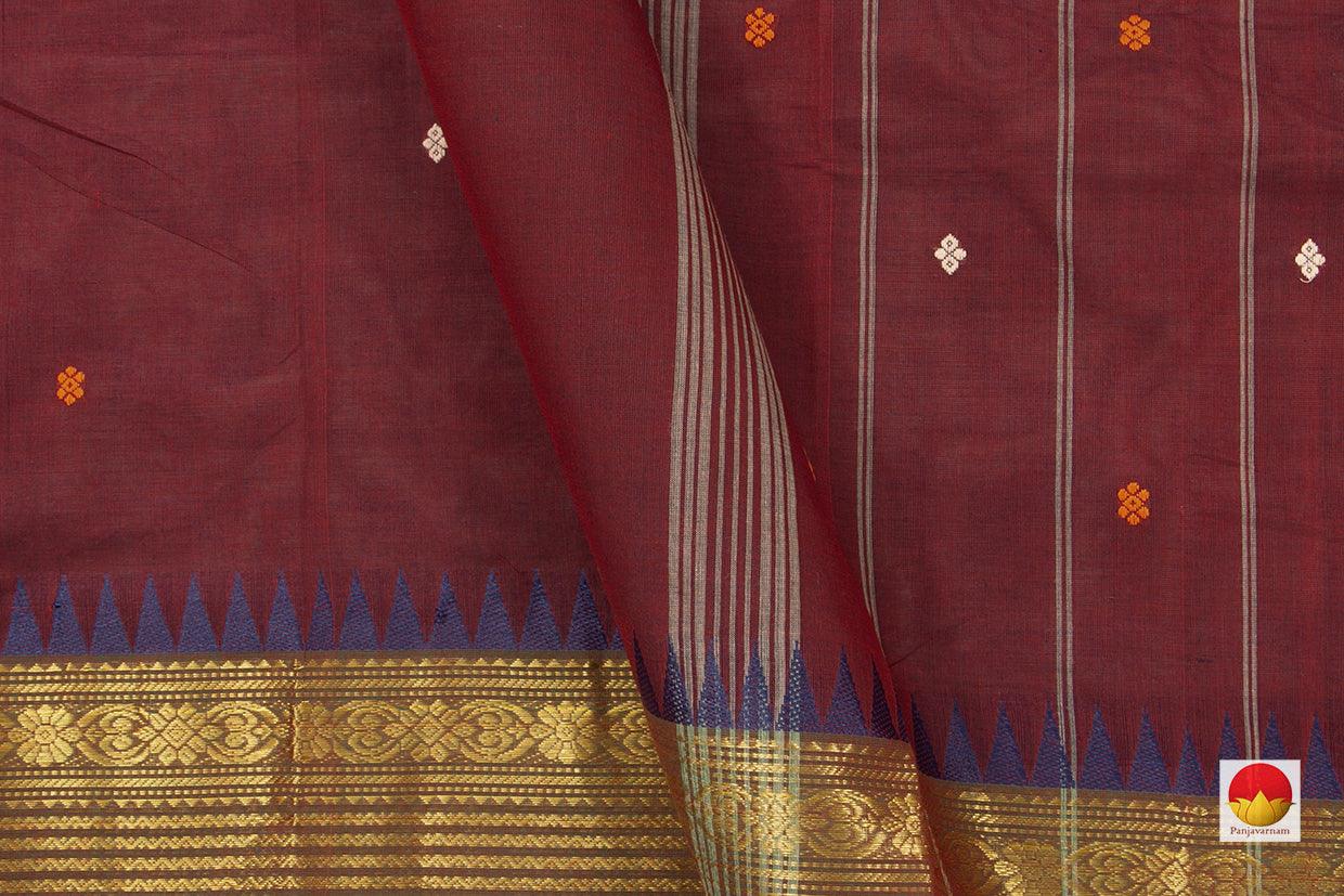 Maroon Chettinad Cotton Saree For Casual Wear PV CC 149 - Cotton Saree - Panjavarnam
