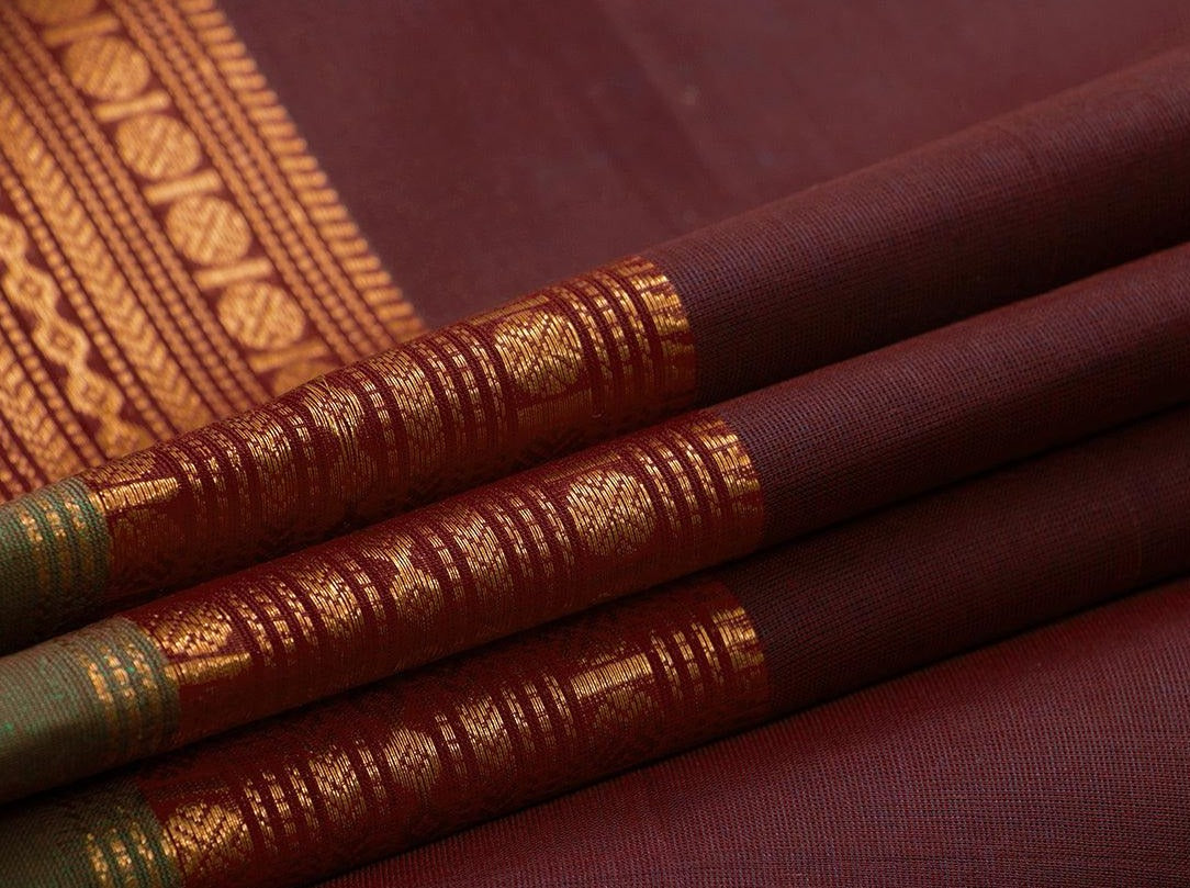 Maroon Chettinad Cotton Saree For Casual Wear PV SK CC 128 - Cotton Saree - Panjavarnam PV SK CC 128