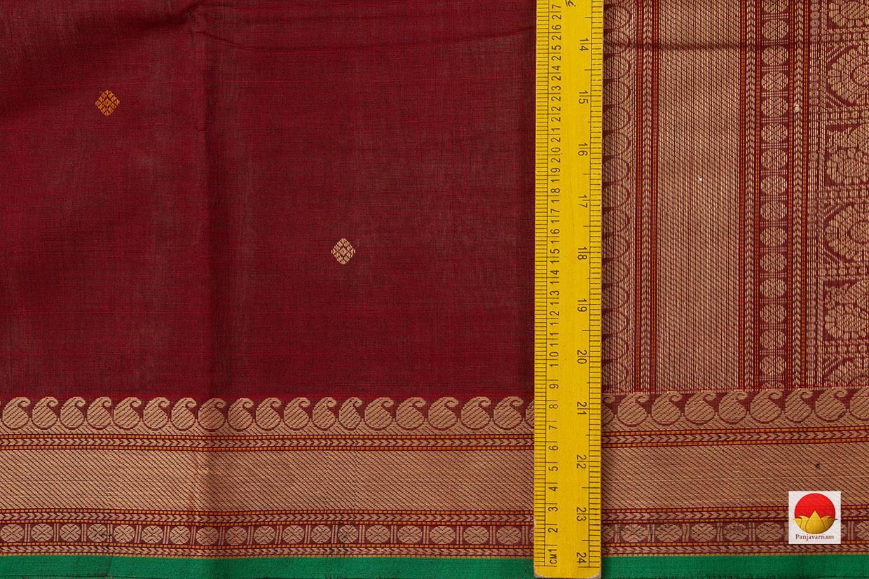 Maroon Kanchi Cotton Saree With Silk Thread Border For Office Wear PV KC 374 - Cotton Saree - Panjavarnam