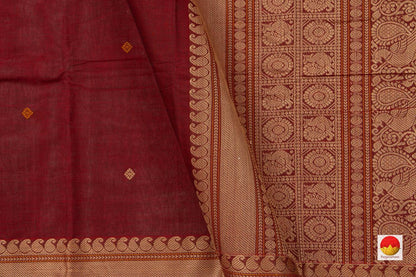 Maroon Kanchi Cotton Saree With Silk Thread Border For Office Wear PV KC 374 - Cotton Saree - Panjavarnam PV KC 374