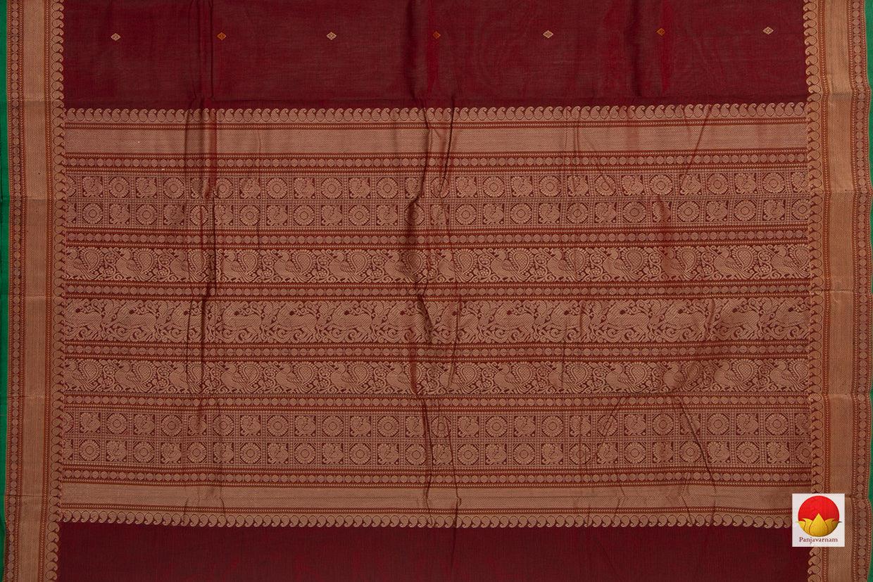 Maroon Kanchi Cotton Saree With Silk Thread Border For Office Wear PV KC 374 - Cotton Saree - Panjavarnam PV KC 374